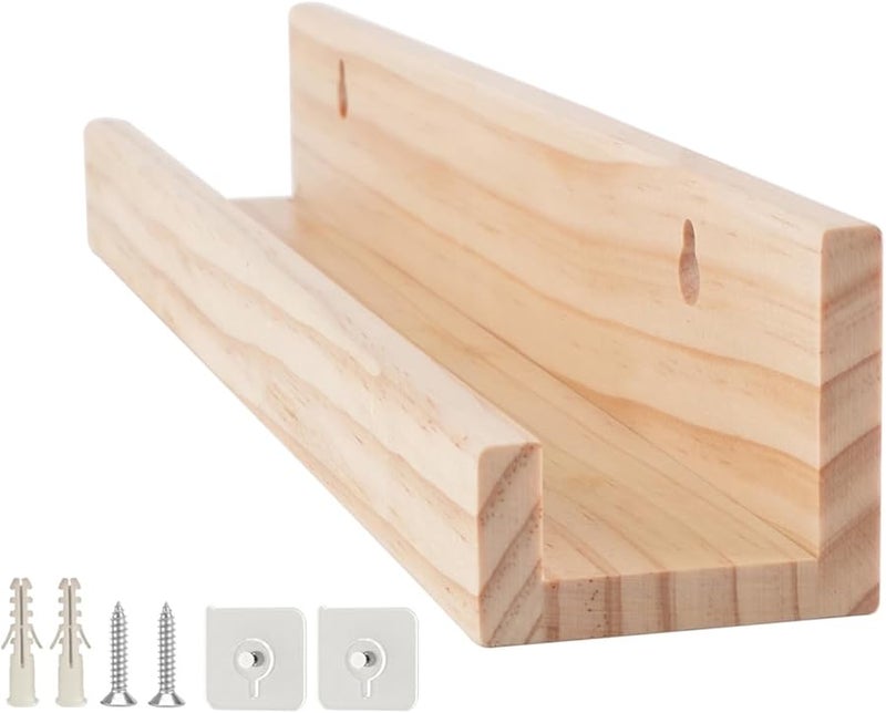 Wooden Vinyl Record Display Stand Wall Mount Shelf For Album Storage - Image 1